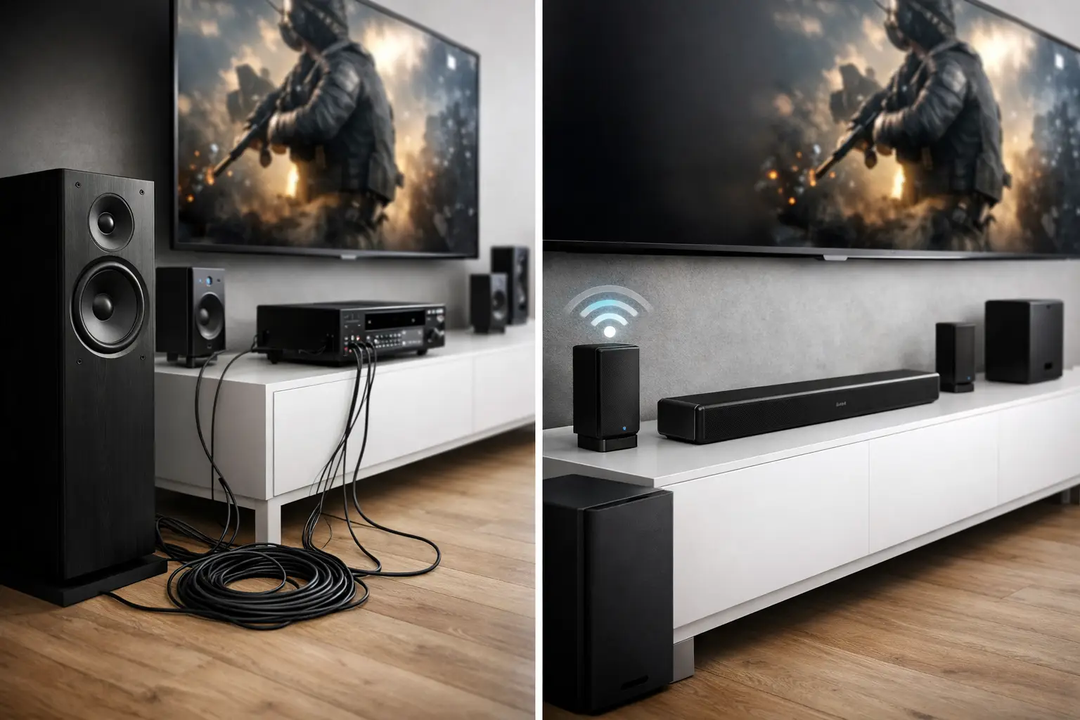 Wired vs Wireless Surround Sound