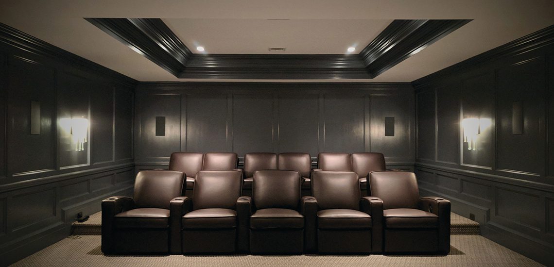 Home Theater Seating in New Jersey - Theater seating is ergonomically designed for comfort over long stretches of use. All of our signature seating designs provide strategic head, lumbar, leg and foot support— alleviating lower body and leg aches, neck strain and eye strain, in either upright or recline positions.